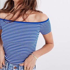 Madewell Off-the-Shoulder Sweater in Stripe